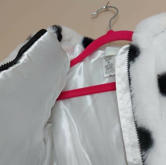 Little me 18m white and black polka dot faux fur jacket - Picture 2 of 5